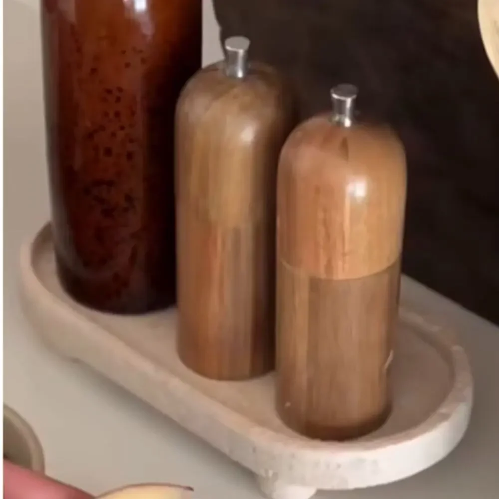 Shortstories Acacia Wood Salt Pepper Grinder Set Adjustable Ceramic NEW in Box